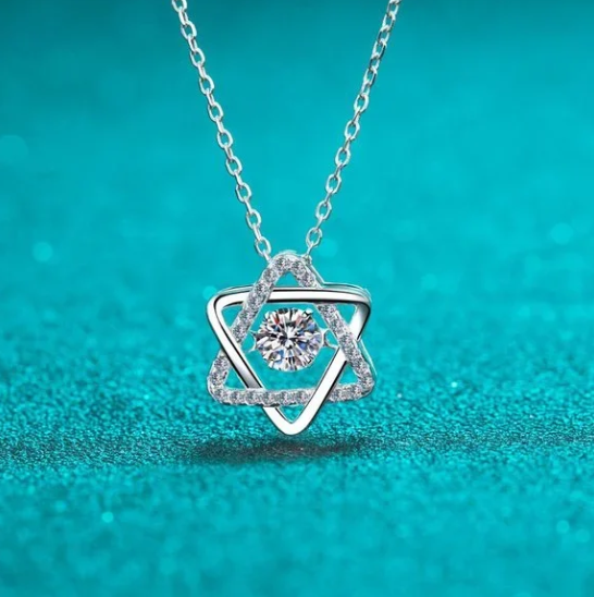 Moissanite Star of David Pendant Necklace -0.5 ct