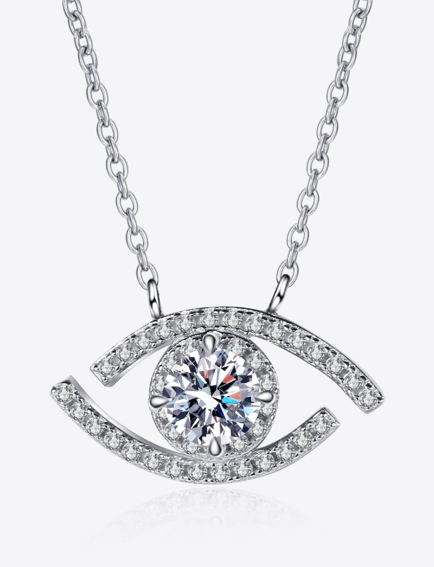 Moissanite Evil Eye Pendant Necklace -0.5 ct