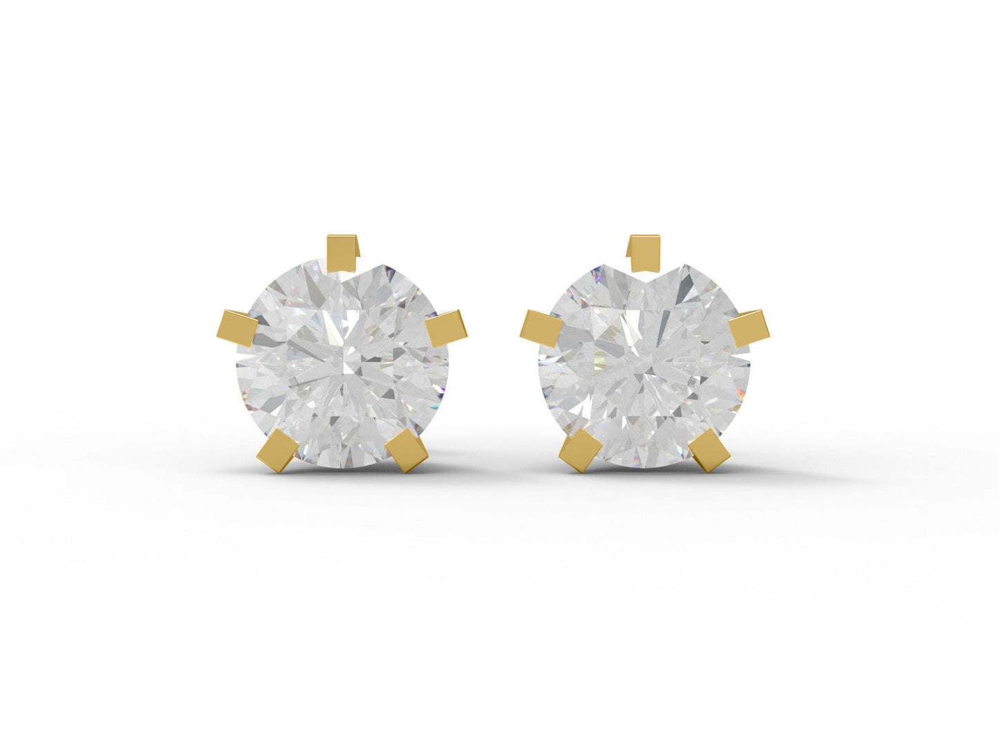 Moissanite Round Solitaire Stud Earrings - Sterling Silver