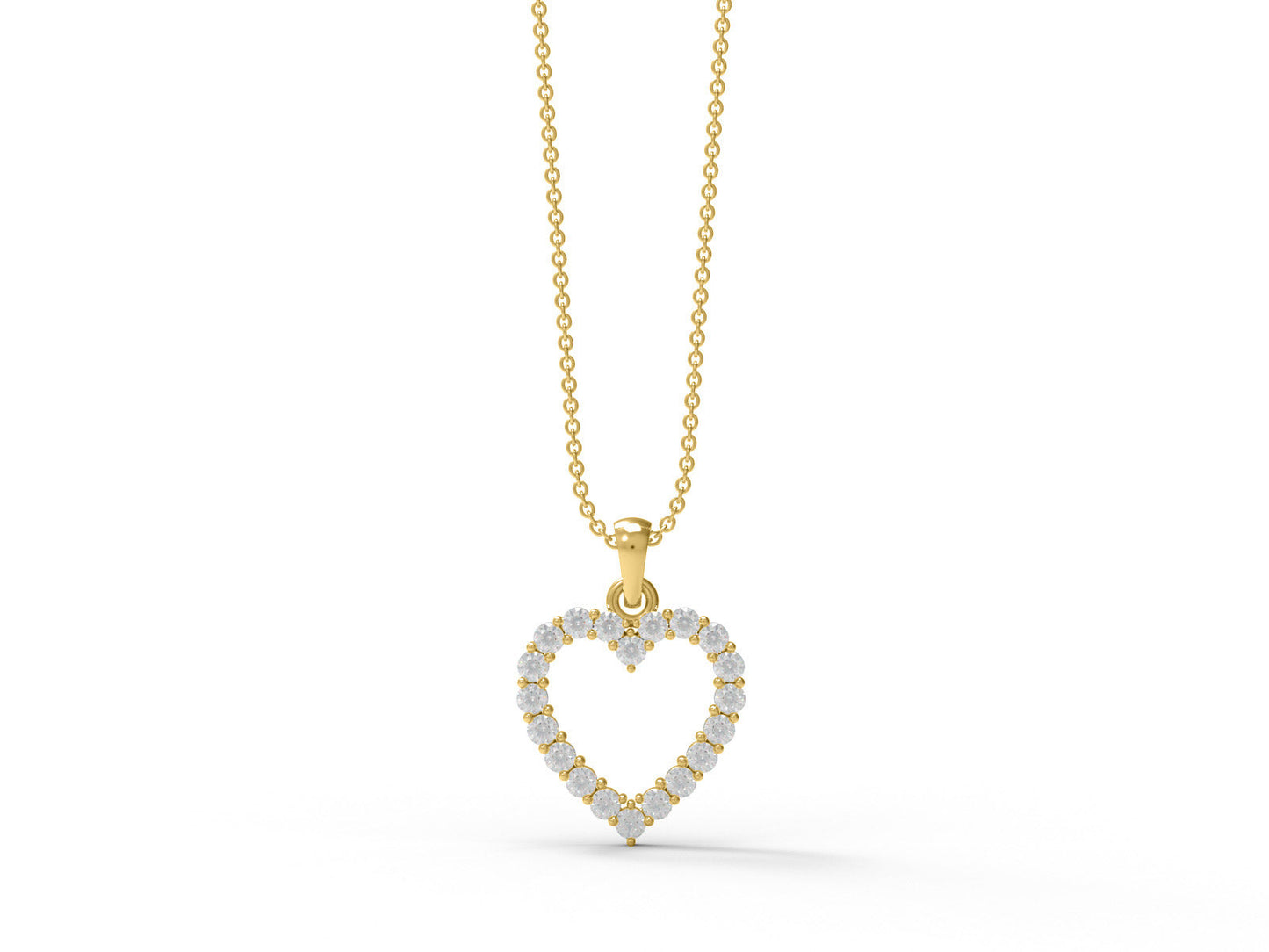 Moissanite Heart Outline Pendant - Sterling Silver