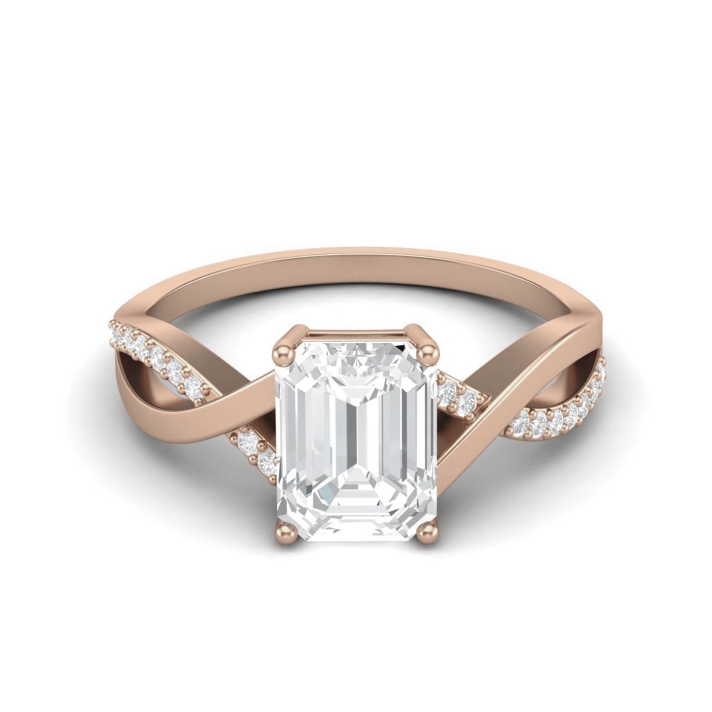 Moissanite Crisscross Pave Band Ring – Sterling Silver