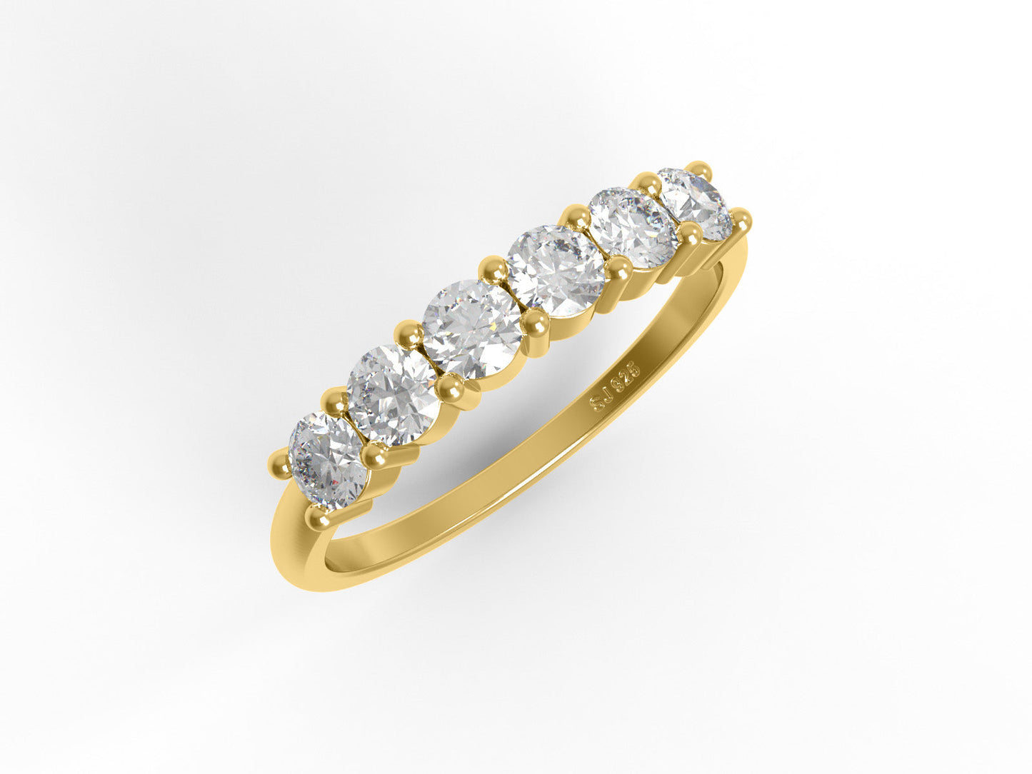 Moissanite Half Eternity Ring - Sterling Silver