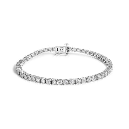 .925 Sterling Silver Lab Grown Diamond Illusion-Set Miracle Plate Tennis Bracelet - 7.25