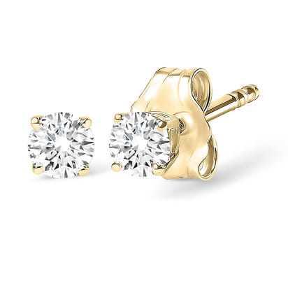 1/2 CTW Lab Grown Diamond Solitaire Stud Earrings Set In 14K Gold