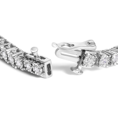 .925 Sterling Silver Lab Grown Diamond Illusion-Set Miracle Plate Tennis Bracelet - 7.25