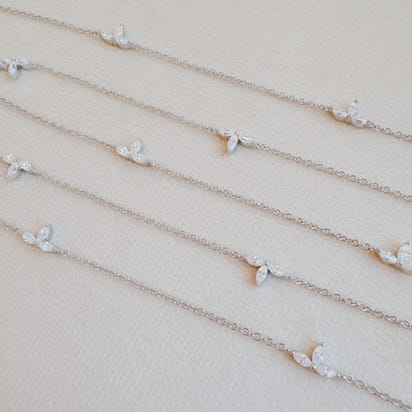 Marquise Moissanite Station Necklace - Gold Plated Sterling Silver