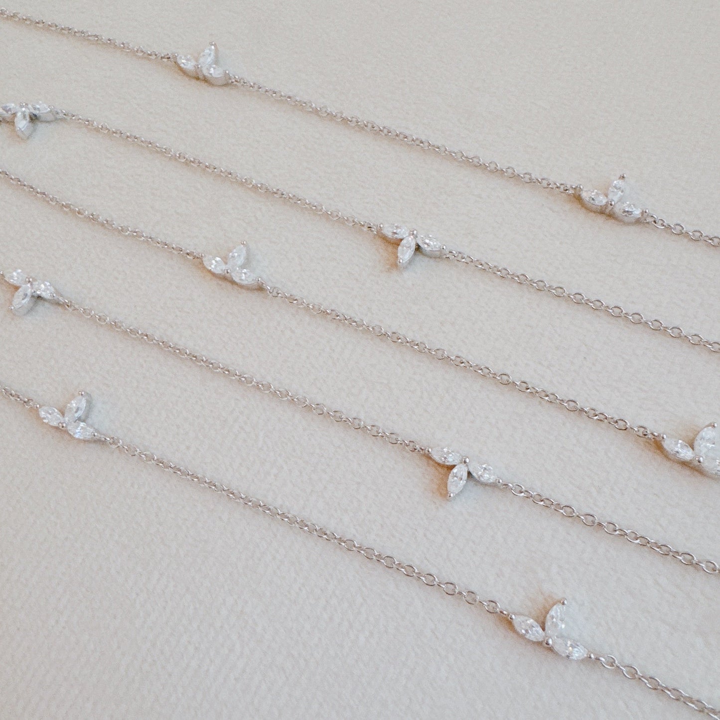 Marquise Moissanite Station Necklace - Gold Plated Sterling Silver