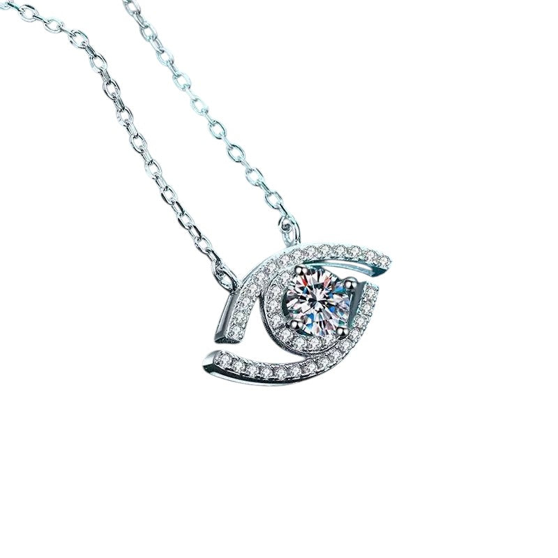 Moissanite Evil Eye Pendant Necklace -0.5 ct