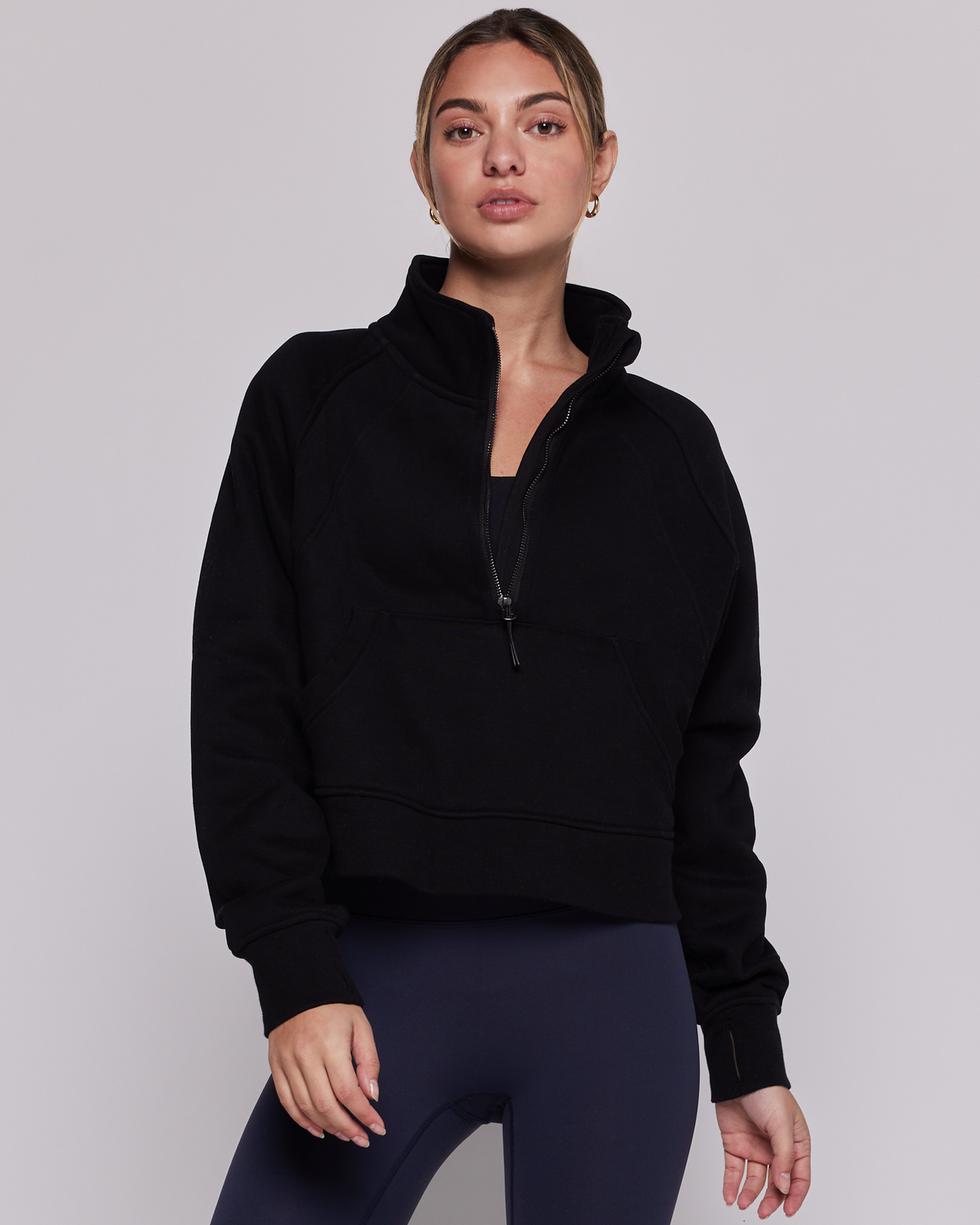 Effortless Fleece Crop Half Zip Jacket-0