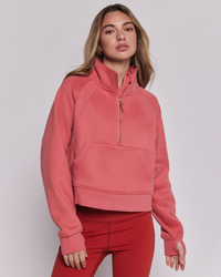 Effortless Fleece Crop Half Zip Jacket-5