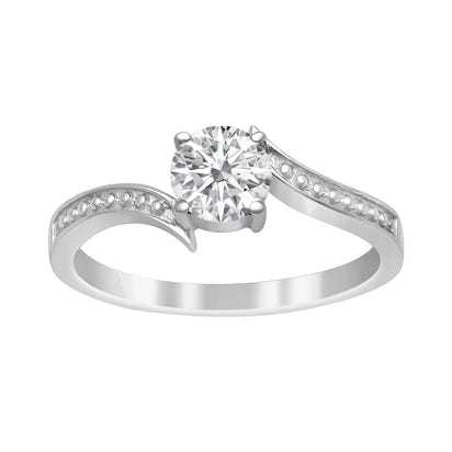 Moissanite Swirl Solitaire Ring – Sterling Silver