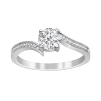 Moissanite Swirl Solitaire Ring – Sterling Silver