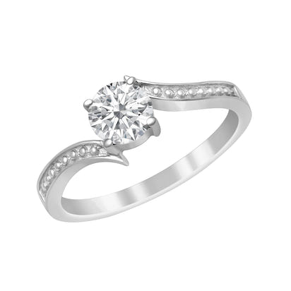 Moissanite Swirl Solitaire Ring – Sterling Silver