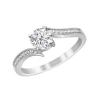 Moissanite Swirl Solitaire Ring – Sterling Silver