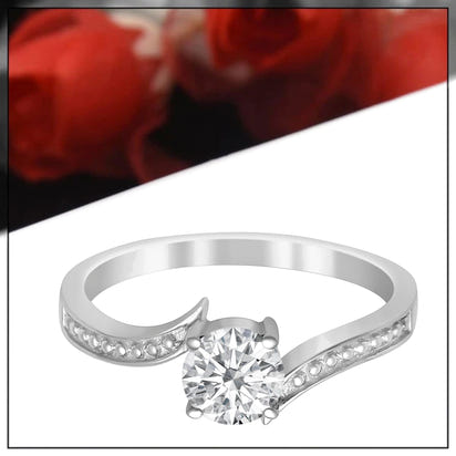 Moissanite Swirl Solitaire Ring – Sterling Silver