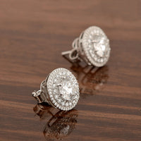 Moissanite Round Cluster Studs - Sterling Silver