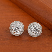 Moissanite Round Cluster Studs - Sterling Silver