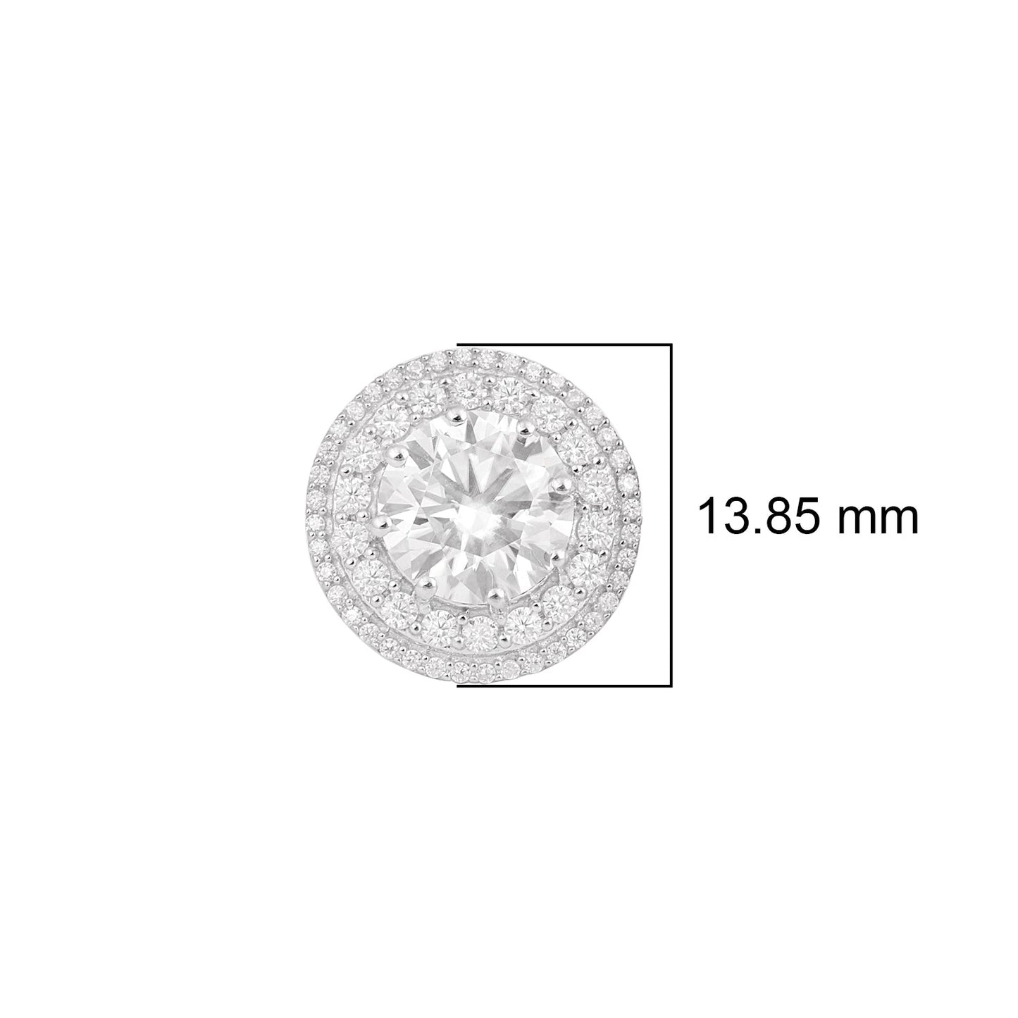 Moissanite Round Cluster Studs - Sterling Silver