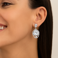 Moissanite Teardrop Dangle Earrings - Sterling Silver