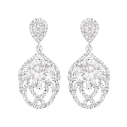 Moissanite Teardrop Dangle Earrings - Sterling Silver