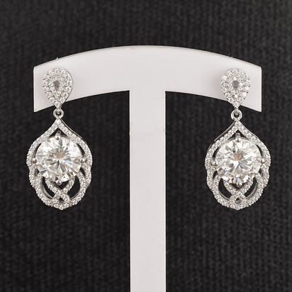 Moissanite Teardrop Dangle Earrings - Sterling Silver