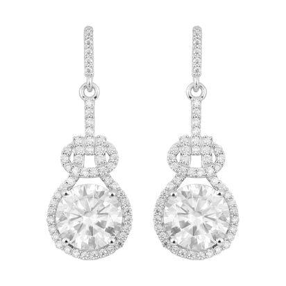 Moissanite Bow Drop Earrings - Sterling Silver