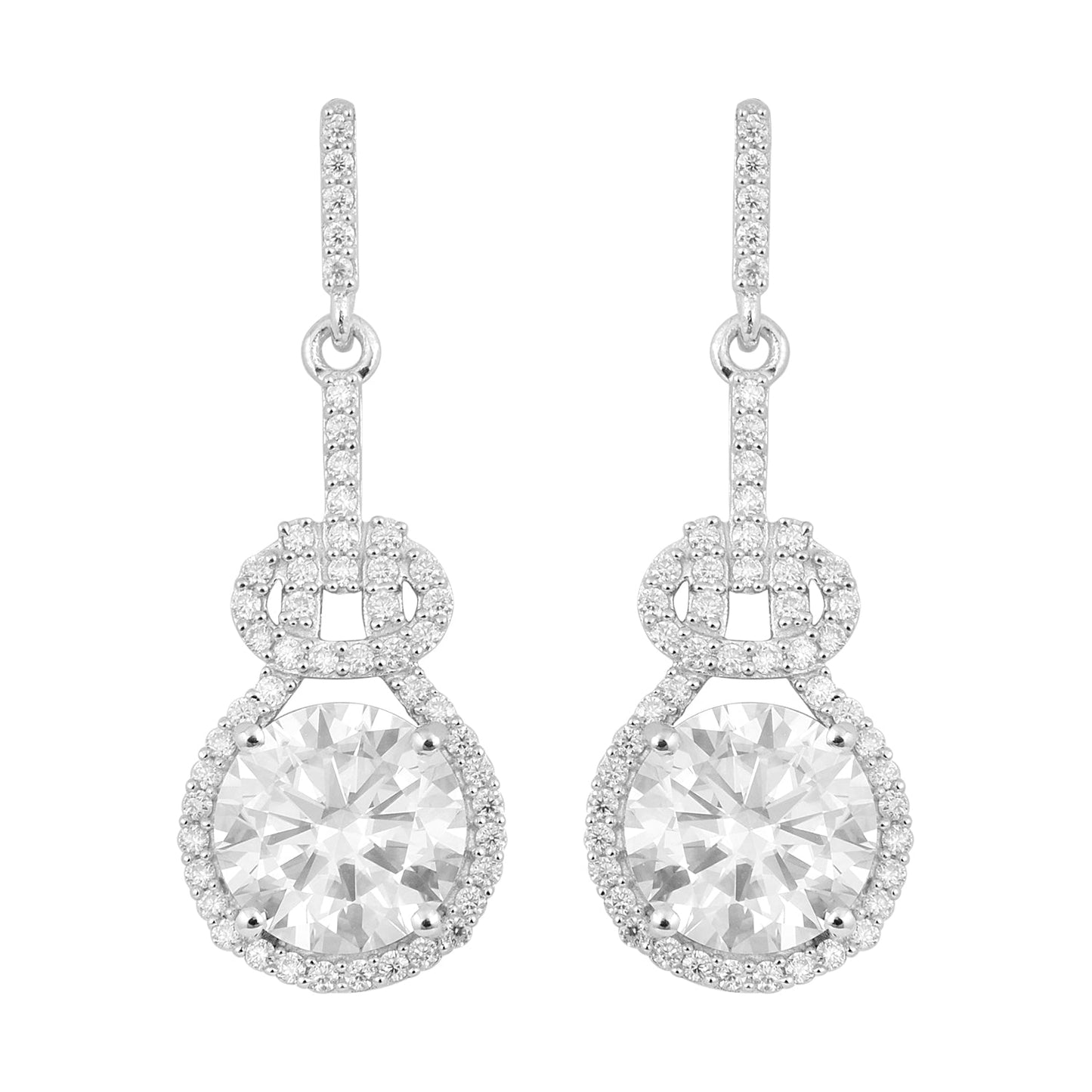 Moissanite Bow Drop Earrings - Sterling Silver