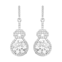 Moissanite Bow Drop Earrings - Sterling Silver