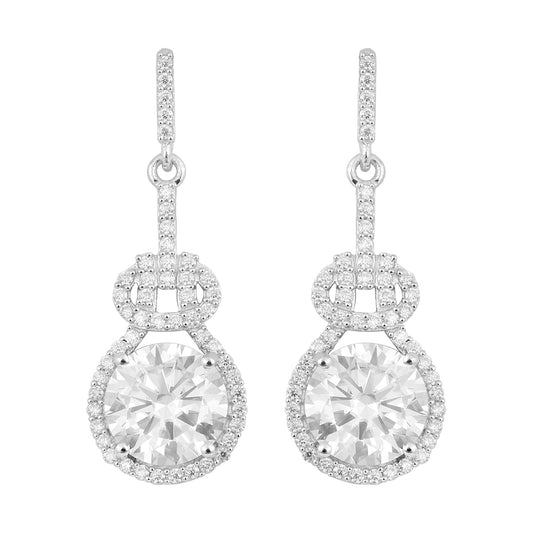 Moissanite Bow Drop Earrings - Sterling Silver