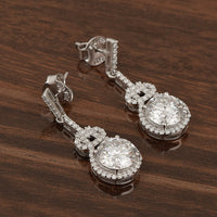 Moissanite Bow Drop Earrings - Sterling Silver