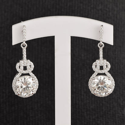 Moissanite Bow Drop Earrings - Sterling Silver