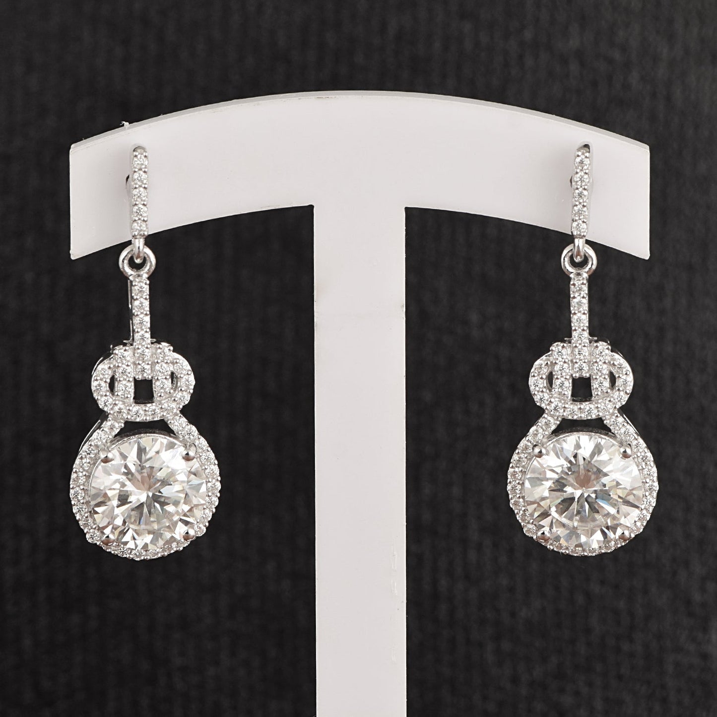Moissanite Bow Drop Earrings - Sterling Silver