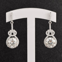 Moissanite Bow Drop Earrings - Sterling Silver