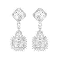 Moissanite Halo Asscher Earrings - Sterling Silver
