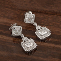Moissanite Halo Asscher Earrings - Sterling Silver