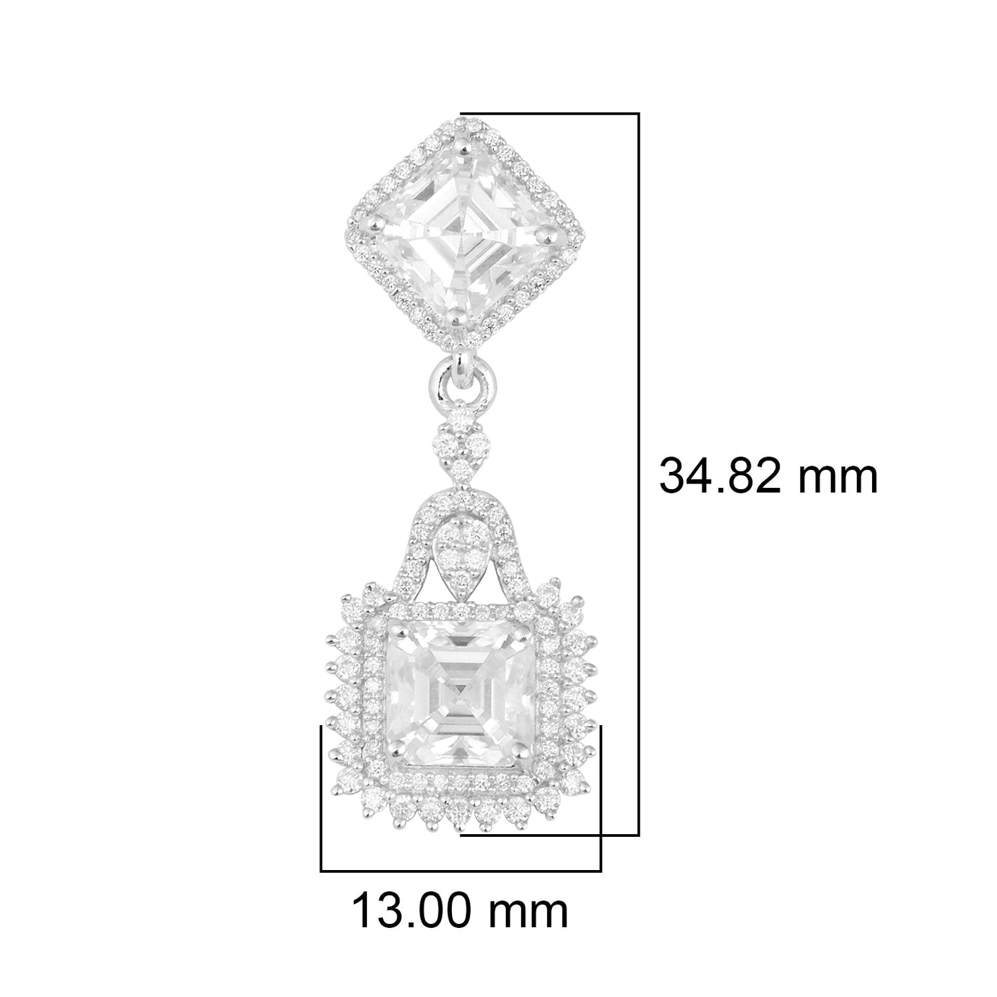 Moissanite Halo Asscher Earrings - Sterling Silver