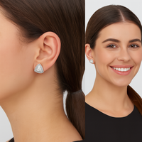 Moissanite Halo Stud Earrings – Sterling Silver