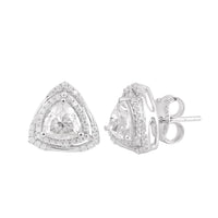 Moissanite Halo Stud Earrings – Sterling Silver