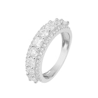 Moissanite Wide Cluster Band Ring – Sterling Silver