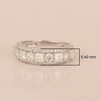 Moissanite Wide Cluster Band Ring – Sterling Silver