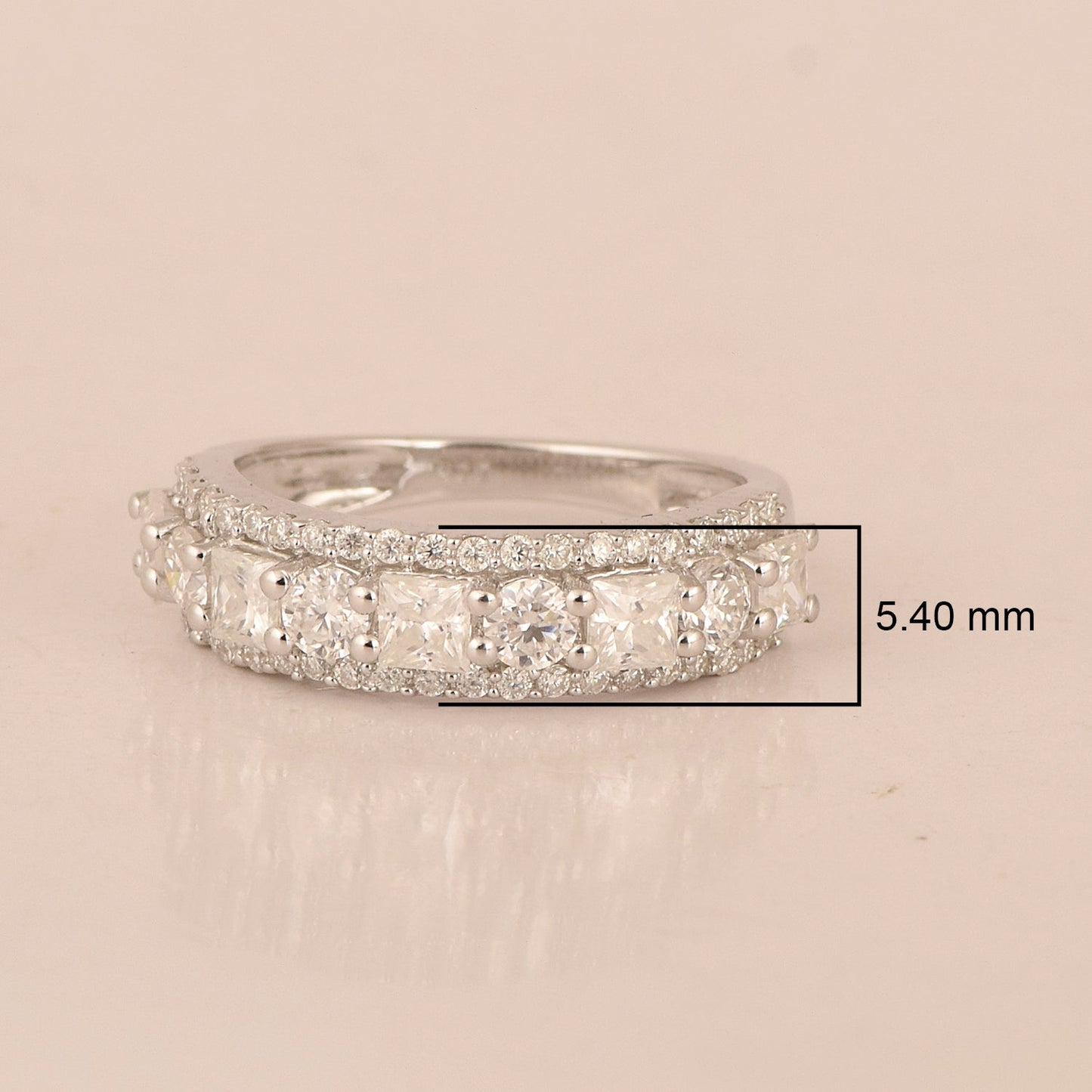 Moissanite Wide Cluster Band Ring – Sterling Silver