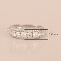 Moissanite Wide Cluster Band Ring – Sterling Silver