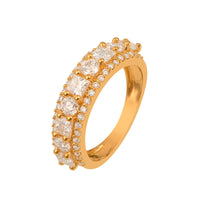 Moissanite Wide Cluster Band Ring – Sterling Silver