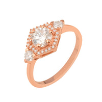 Moissanite Diamond Frame Trio Accent Ring – Sterling Silver