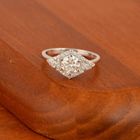 Moissanite Diamond Frame Trio Accent Ring – Sterling Silver