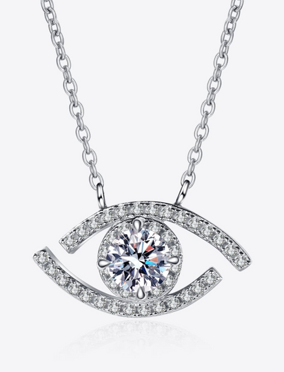 Moissanite Evil Eye Pendant Necklace -0.5 ct
