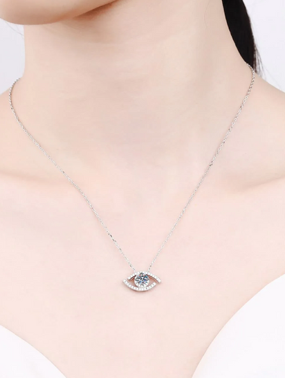 Moissanite Evil Eye Pendant Necklace -0.5 ct