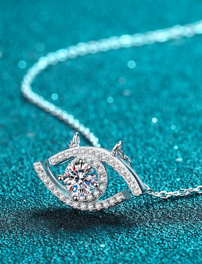 Moissanite Evil Eye Pendant Necklace -0.5 ct