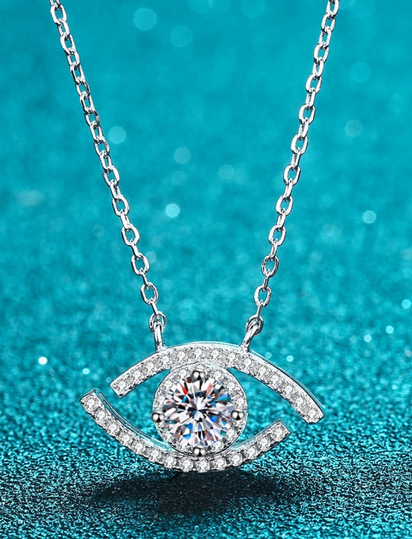 Moissanite Evil Eye Pendant Necklace -0.5 ct