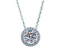 Moissanite Halo Solitaire Necklace - 1 ct